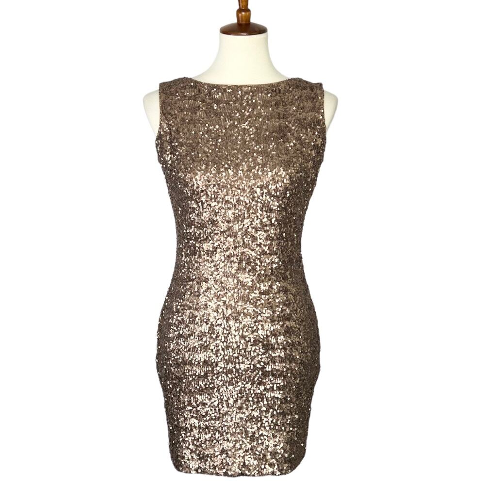 Dress the Population Gold Sequin Mini Dress